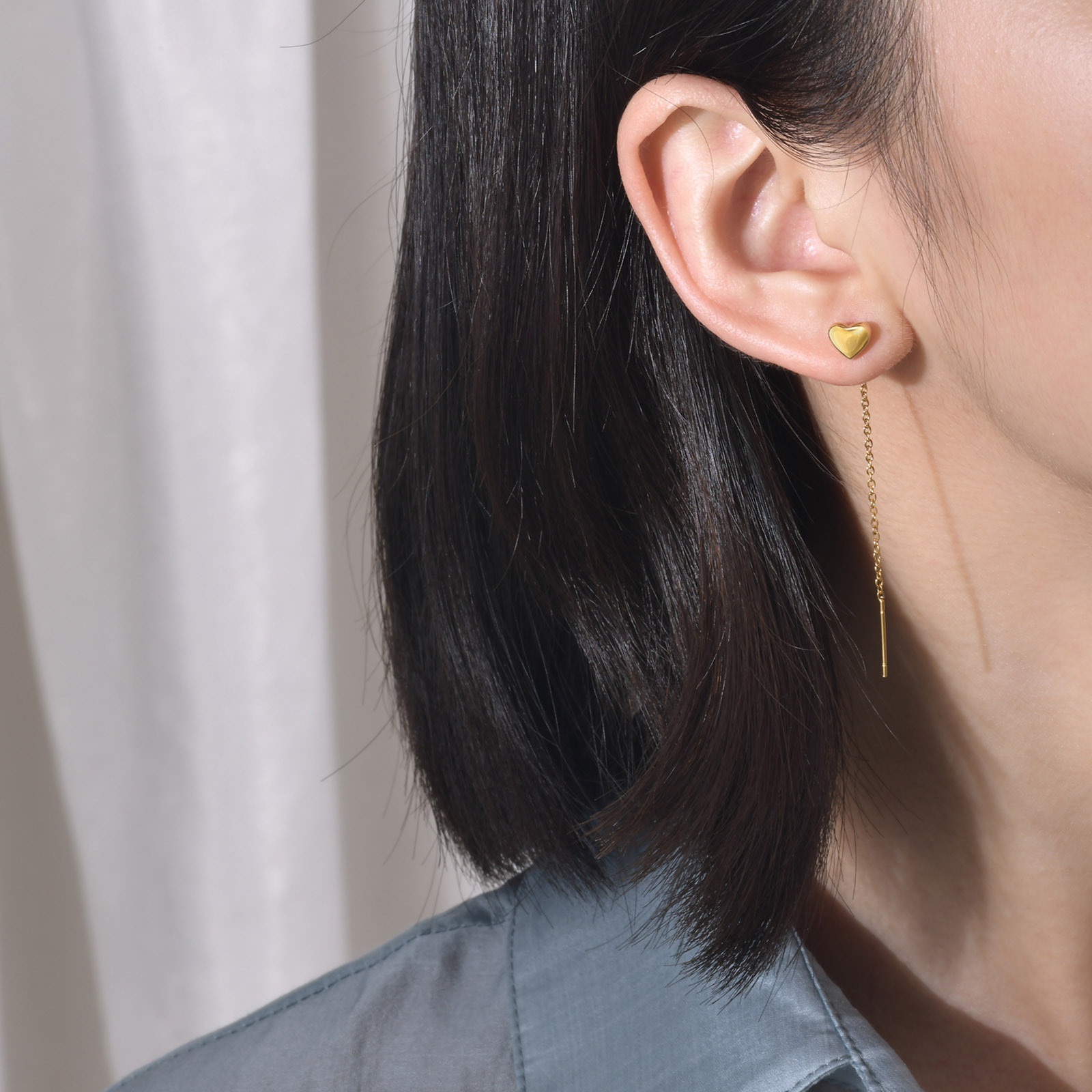 Lady Heart Shape Stainless Steel Plating Drop Earrings 1 Pair