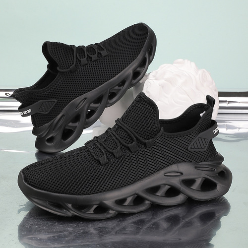 Popular large size casual sneakers, men's mesh shoes, twist sole, running casual shoes, men's shock-absorbing light soft sole