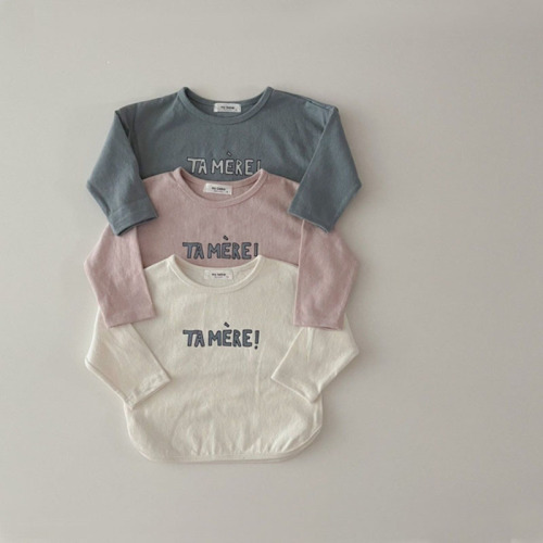 Korean version of ins baby and children's clothing, simple and stylish casual T-shirt, children's baby spring and autumn letter round neck cotton bottoming shirt