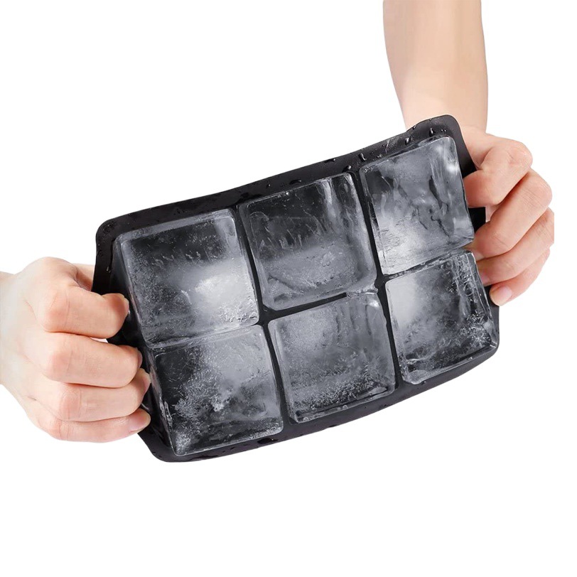 Venta caliente de Amazon 6 moldes de cubitos de hielo de silicona grandes, fáciles de desmoldar, películas de hockey sobre hielo congeladas rápidamente, moldes de fabricación de hielo