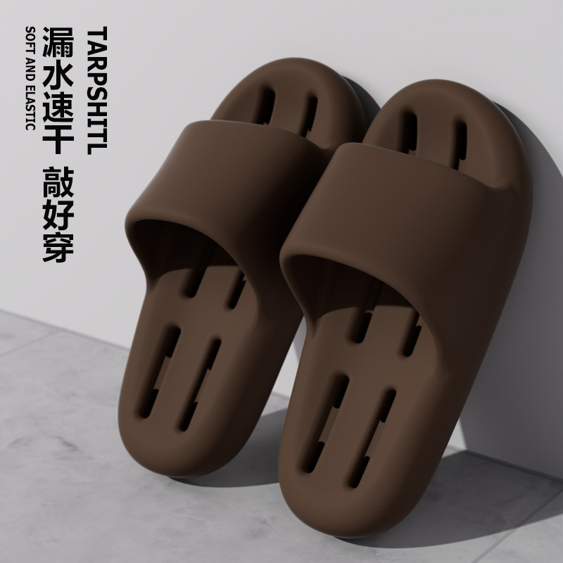 Zapatillas de baño para mujer, interior para el hogar, fondo grueso, antideslizante, hueco, secado rápido, baño, baño, sandalias y pantuflas con goteras para hombre