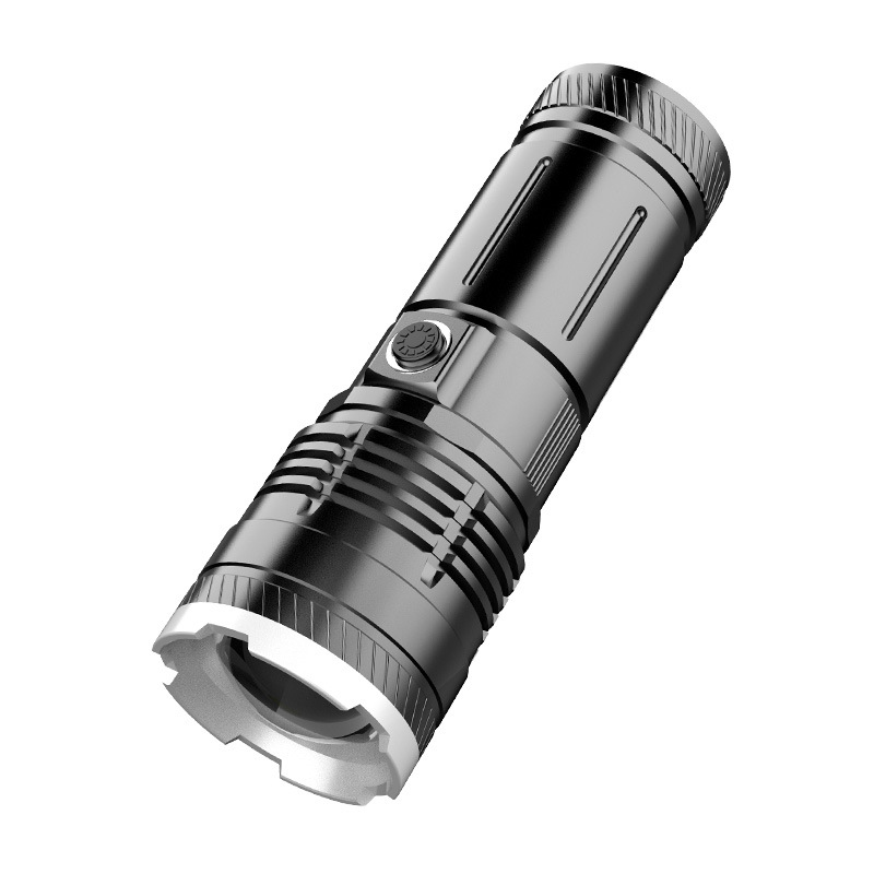 Nueva linterna láser al aire libre camping luz fuerte iluminación linterna tipo-C carga rápida tiro largo telescópica zoom linterna