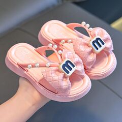 女の子子供スリッパ 2024 ファッション韓国スタイル夏のリボンかわいいプリンセス新しいサンダルベビー中大子供