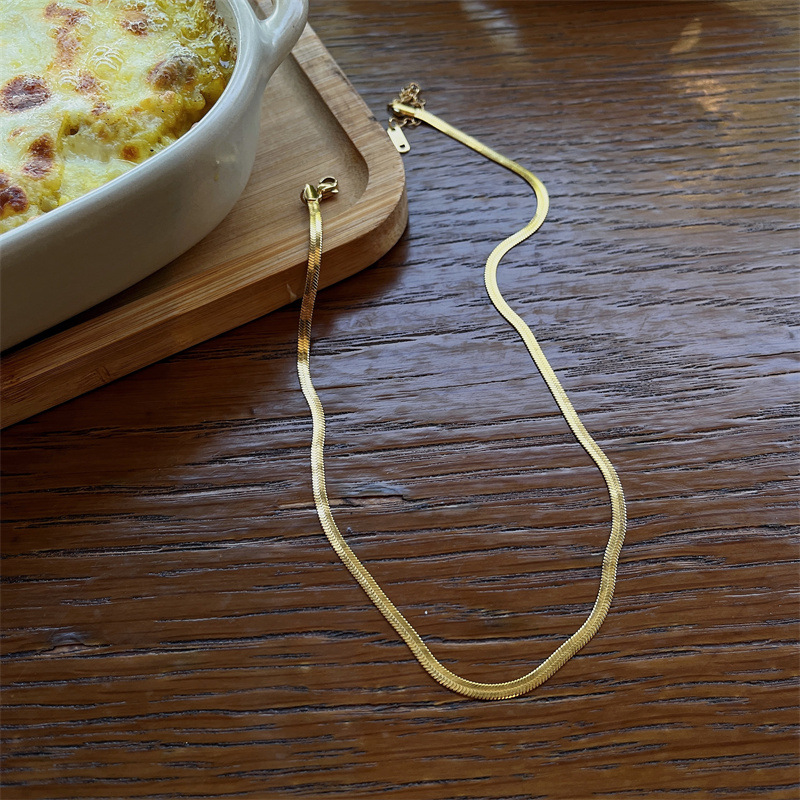 Fashion Heart Shape Titanium Steel Inlaid Gold Layered Necklaces 1 Piece