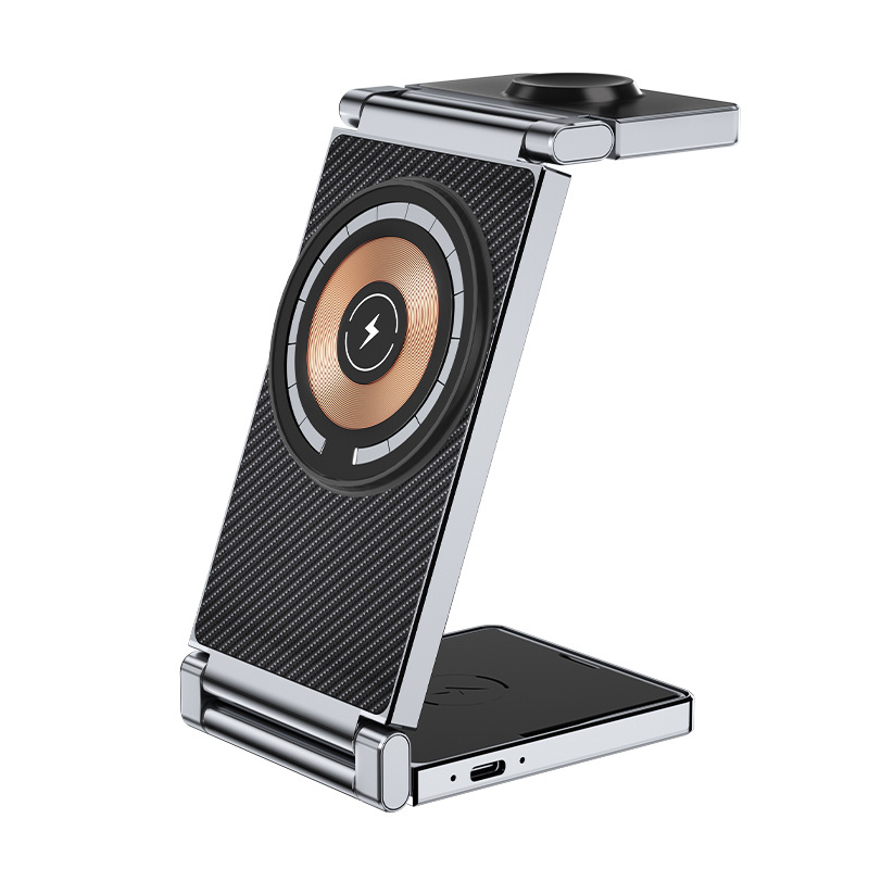 Magsafe tres-en-uno el cargador inalámbrico magnético para el soporte plegable del teléfono móvil de Apple 15 ayuna cargando el cargador inalámbrico