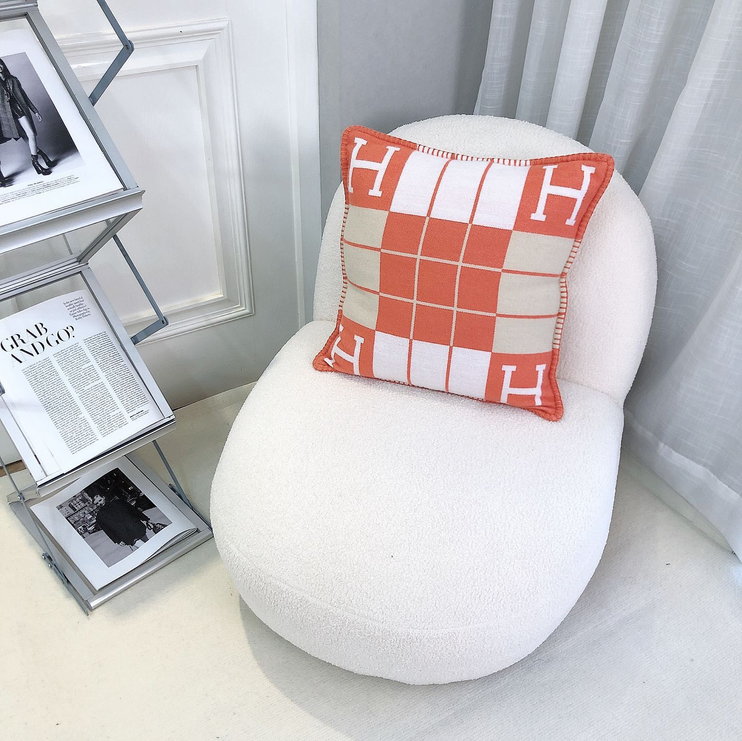 Amazon H 枕北欧モデルルーム昼休みソファクッション車の腰サポート背もたれクッションニット枕カバー