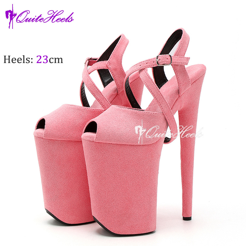 Giày cao gót nữ đế xuồng da lộn gót siêu cao 23cm kiểu miệng cá sàn diễn — rượu vang đỏ, màu hồng, Tím, Không trả lại hoặc trao đổi chi tiết 25