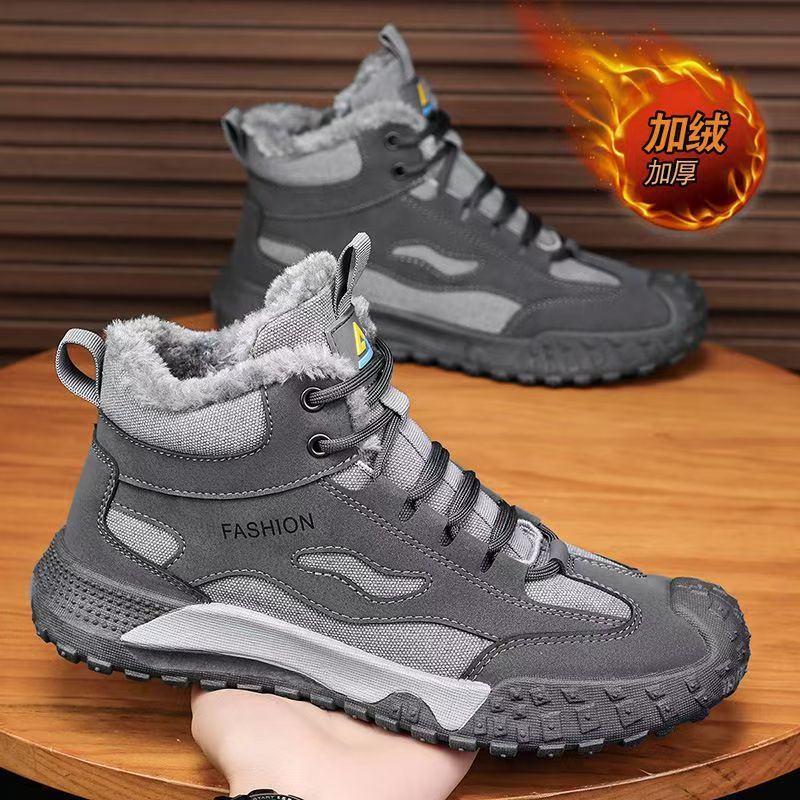 Zapatos de algodón Martin de hombre caliente 2025 más vello grueso calentamiento zapatos de algodón antideslizante al aire libre zapatos de algodón de alto nivel