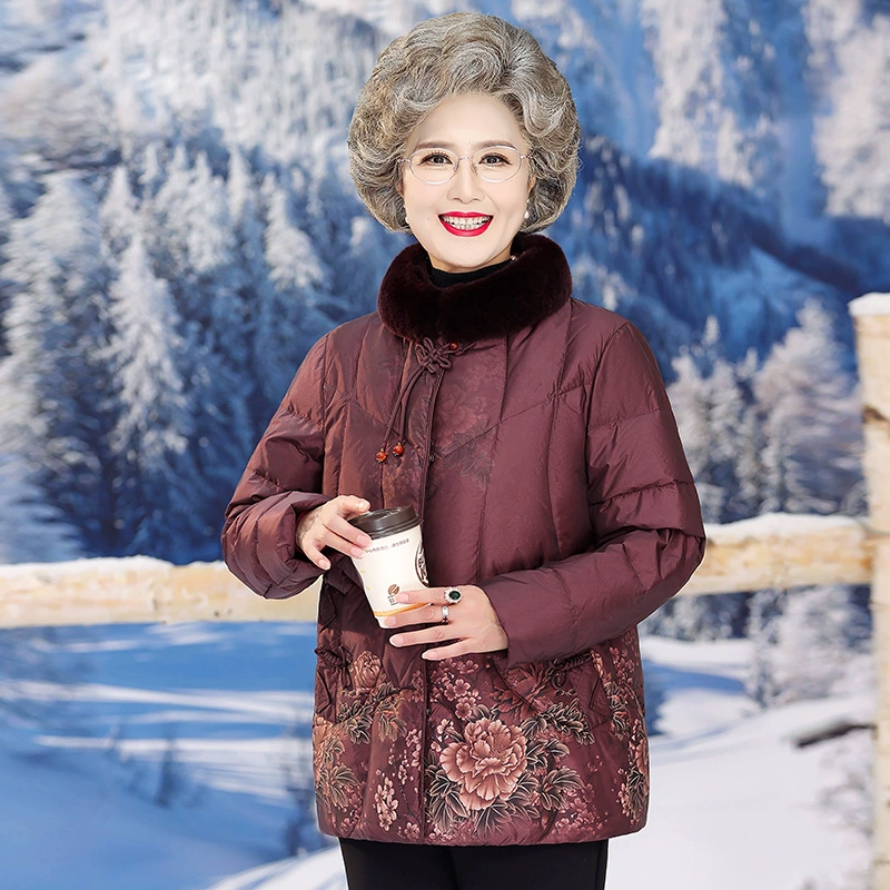 Среднего и пожилого возраста пуховик с печатным коротким хлопковым пальто