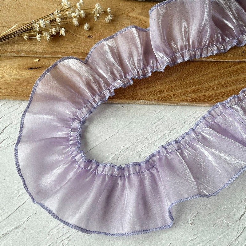 Doble capa de nieve púrpura con accesorios de encaje pleja de lótus borde cuello puño ropa hecha a mano DIY material