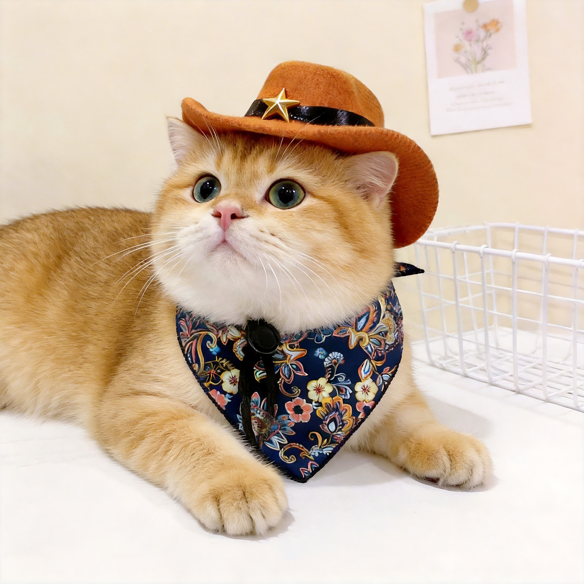 Cat Cowboy Hat Pet Headwear Western Cowboy Style Photo Dog Small Dog Helmet Cute Pet Hat