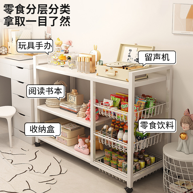 Estante de almacenamiento de piso a techo Estante de almacenamiento de varias capas Dormitorio de niñas Almacenamiento en el hogar Exhibición de hierro forjado Sala de estar Estante corto extraíble