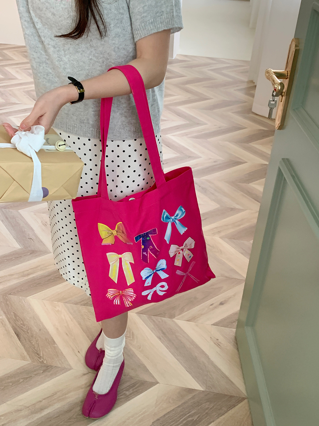 Bolso de Hombro de Lona con Lazo, Gran Capacidad, para Uso Diario
