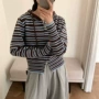 秋冬撞色显瘦条纹毛衣