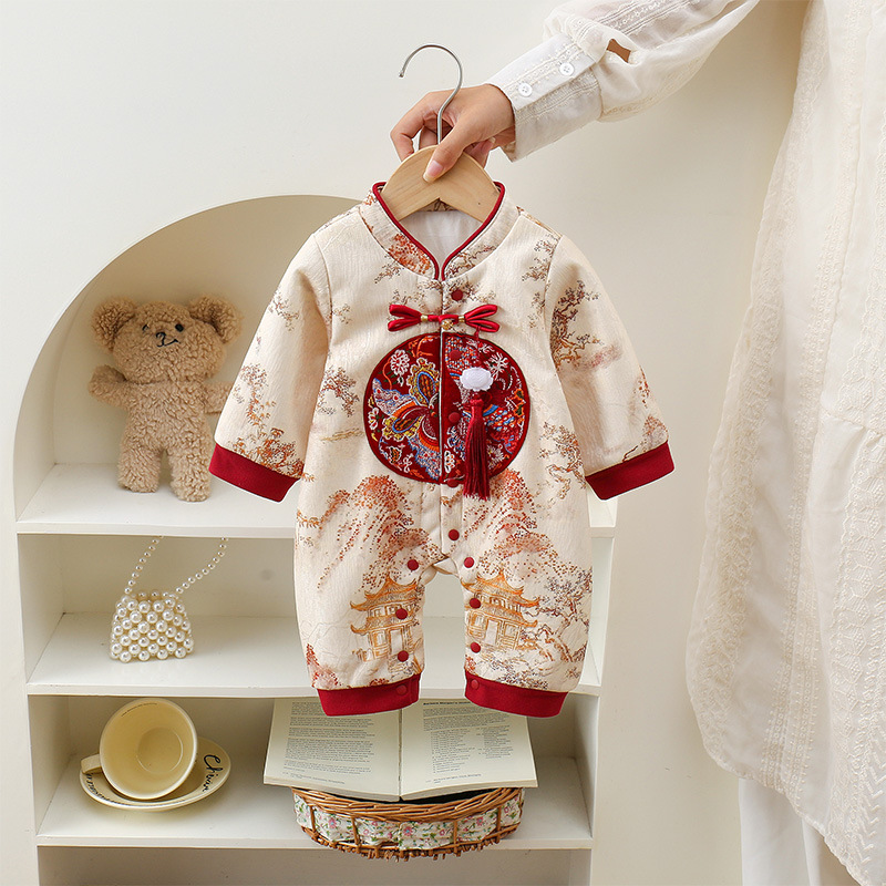 New Baby Spring and Autum Jumpsuits for One-Month-Old Newborns, Spring and Autum Chinese Style Rompers, Tang Suits, Han Dynasty Clothes
