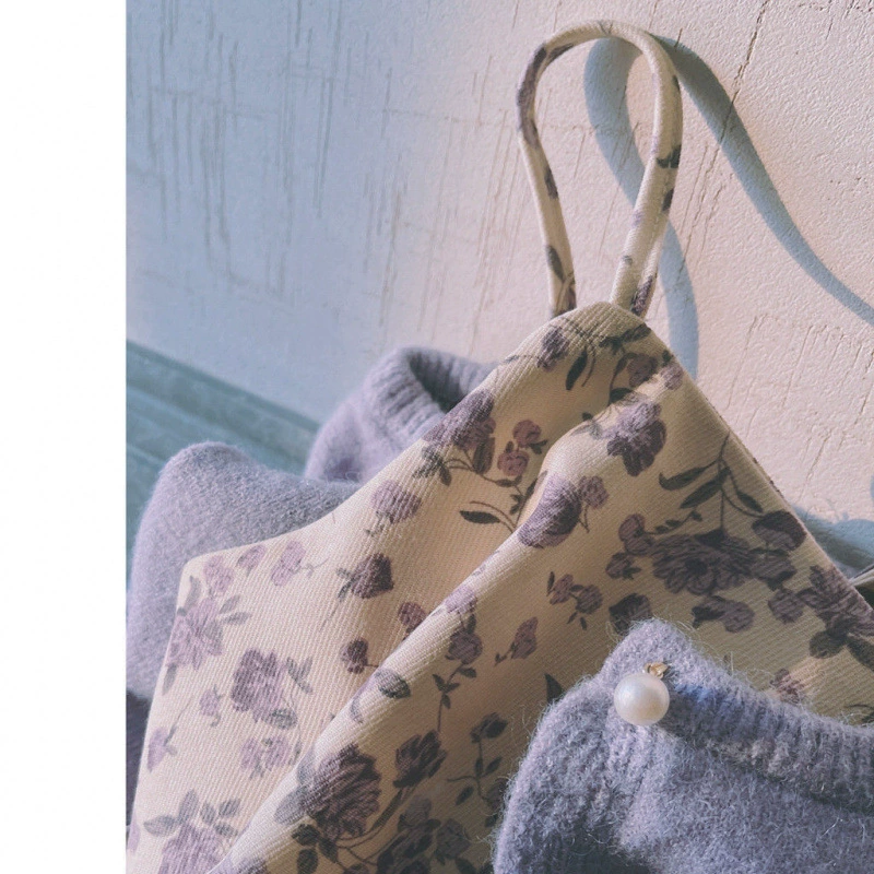 2025 новый ретро вельветовый весенний теплый внутренний слой подвязка юбка женское цветочное платье средней длины