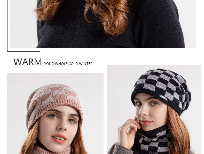 Winter hat bib set plus wool warm earmuffs woolen hat Europe and America cross-border women's knitted hat_voghion.com