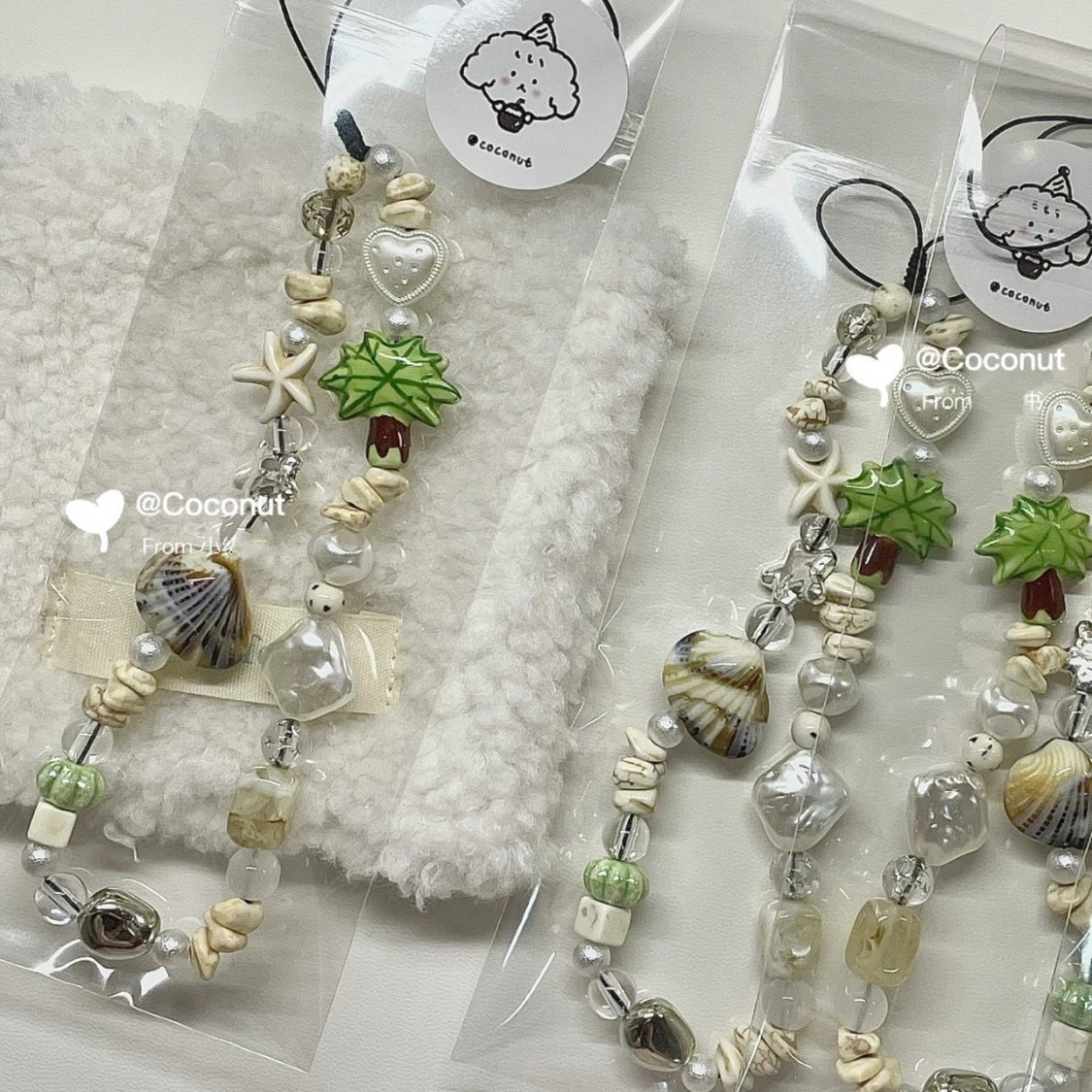 Verano Yeye Shell fresco adornos de teléfono móvil DIY con cuentas CCD cadena adornos Cámara cadena muñeca cordón