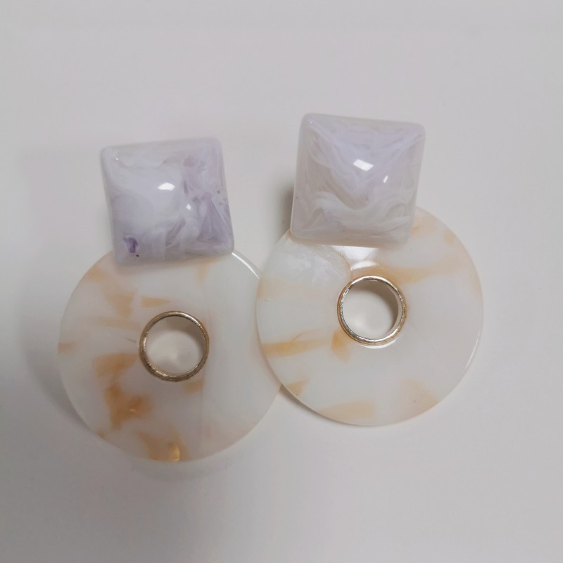 13g Weight No Inlaid Inlay Material Earrings Classification Business, Party, Birthday, Festival Occasion Geometric Pattern Women'S Gender Fashion Style White, Pink, Purple, Yellow Color Clashing Color Geometric Circle Resin Earrings Wholesale Nihaojewelry 8