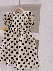 Children's Round Dot Dress Summer Girls' High-Waist Skirt Children's Dress 3-8 Years Old Children's Clothing One-Time Shipping