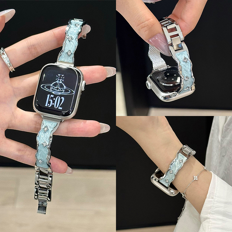 Suitable for Xiaomi 9Pro Watch Strap 8Pro Watch Glue Watch Redmi Watch6/5/4 Gilt Metal Wristband for Women