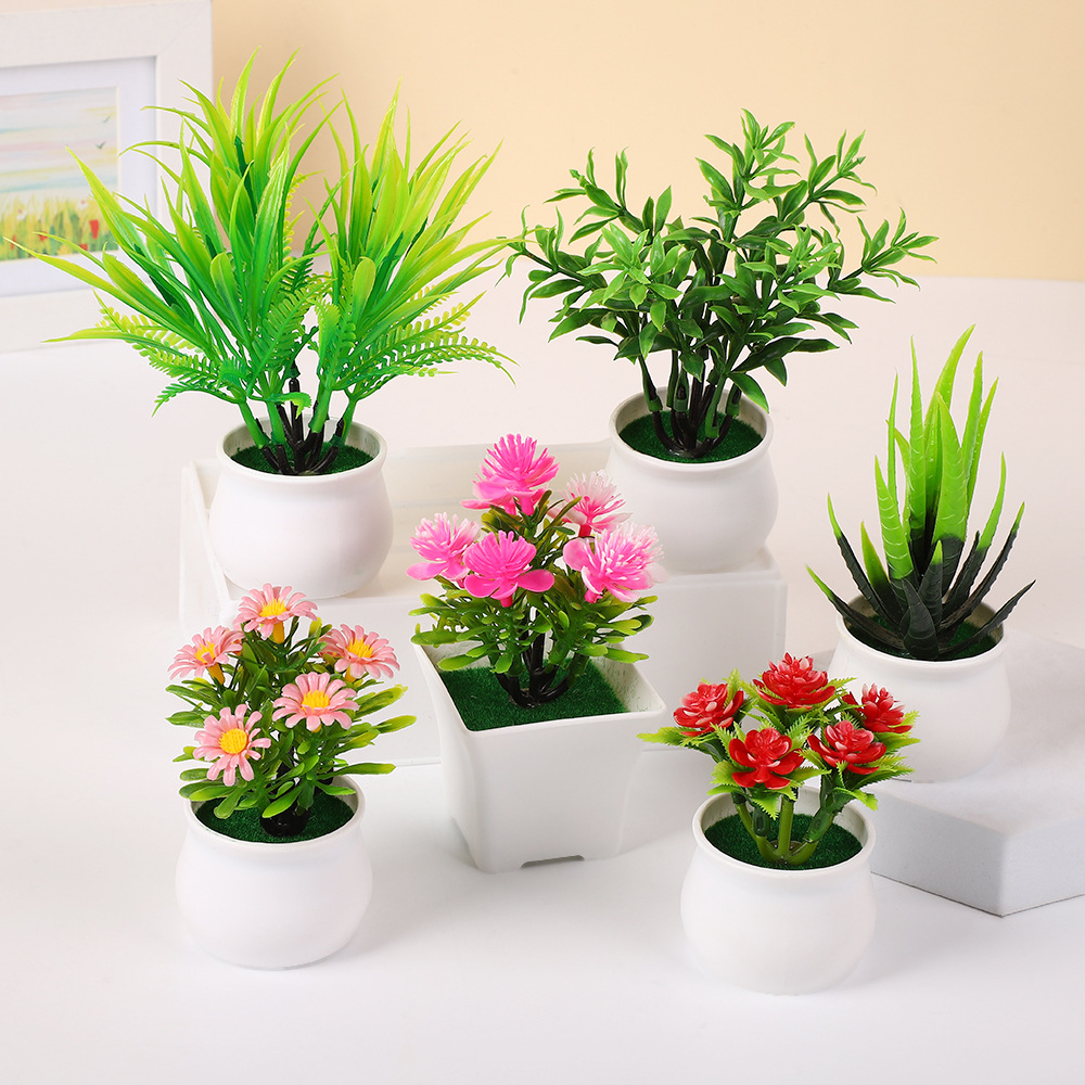 Plantas verdes de imitación decoración de maceta flores de imitación plástico de imitación de plantas verdes de imitación combinación decoración flores falsas