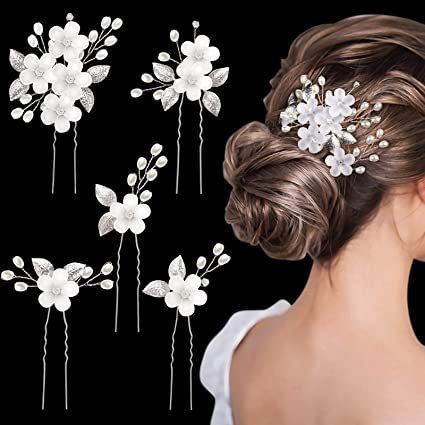 真珠のU型のヘアピンのヘアピンのビーズの花の髪とフォークの髪のドリルの花嫁の髪の花のフォークのU型のヘアピンの女性|undefined