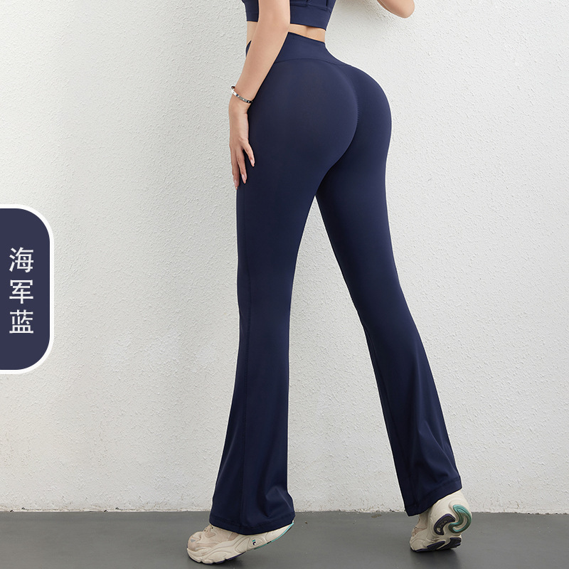 Pantalones de yoga pantalones acampanados desnudos Levantamiento de cadera cintura alta bolsillo deportes fitness Pantalones deportes fitness pantalones polainas desgaste exterior