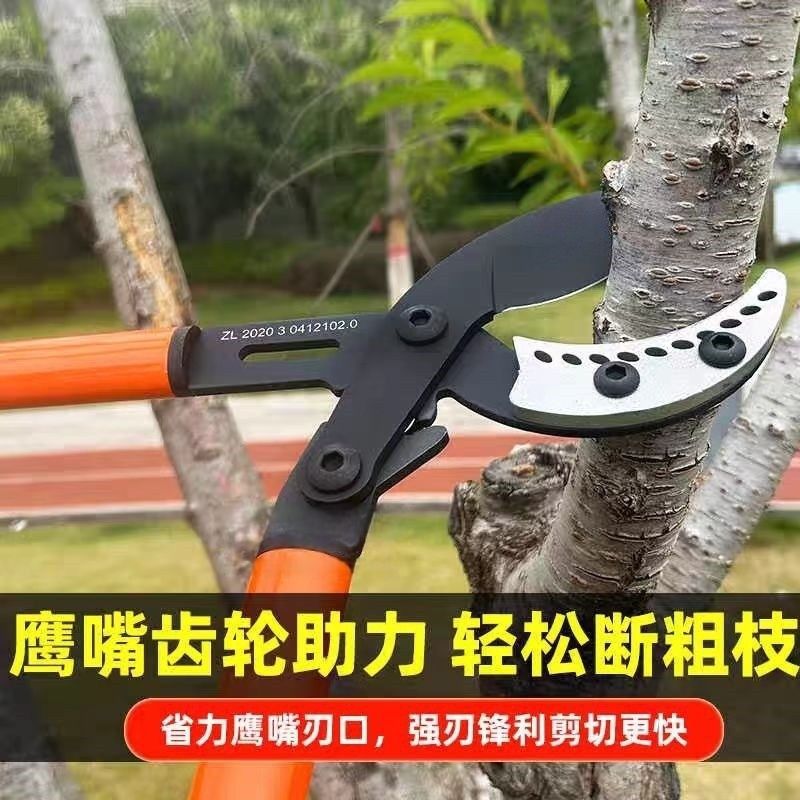 Potente tijeras de rama alta, engranajes de rama gruesa, tijeras de poda de rama extensible, potentes tijeras de rama de jardín de árboles frutales, tijeras de rama gruesa