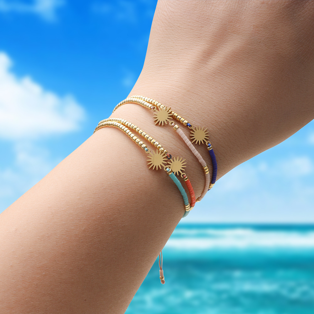 Beaded Design Bohemian Sun Glass Seed Bead Rope Wholesale Drawstring Bracelets