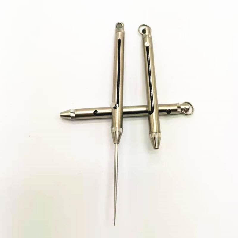 女性防身自卫大号推拉式钛合金牙签迷你便携快速弹簧伸缩牙签批发