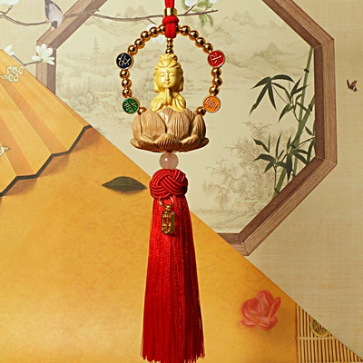peace car rearview mirror high-end – Car hanging - guanyin-peace-and-joy-festive-red