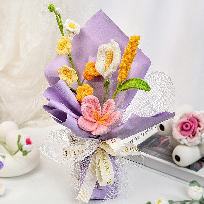 Flor de lana tejida a mano ramo de flores de girasoles flores de punto flor de simulación comercio exterior transfronterizo amazona