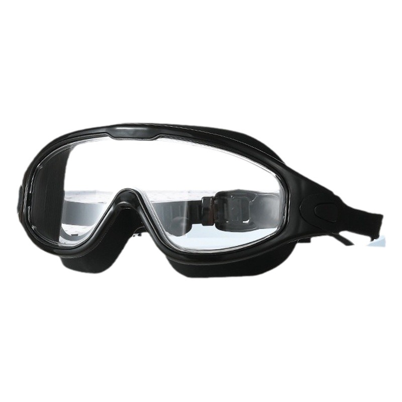 Swimming Goggles Adult Men and Women HD Waterproof Anti-fog Electroplated Swimming Goggles Flat Light Large Frame Swimming Glasses Swimming Cap Set