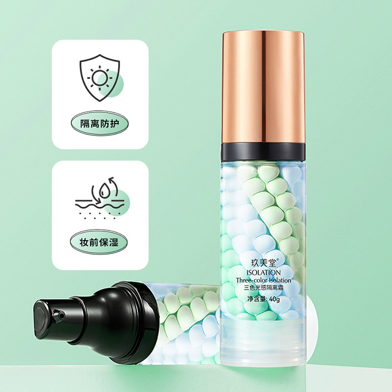 Crema aislante sensible a la luz de tres colores, crema de maquillaje refrescante e hidratante, maquillaje desnudo natural y crema de aislamiento de rejuvenecimiento de la piel