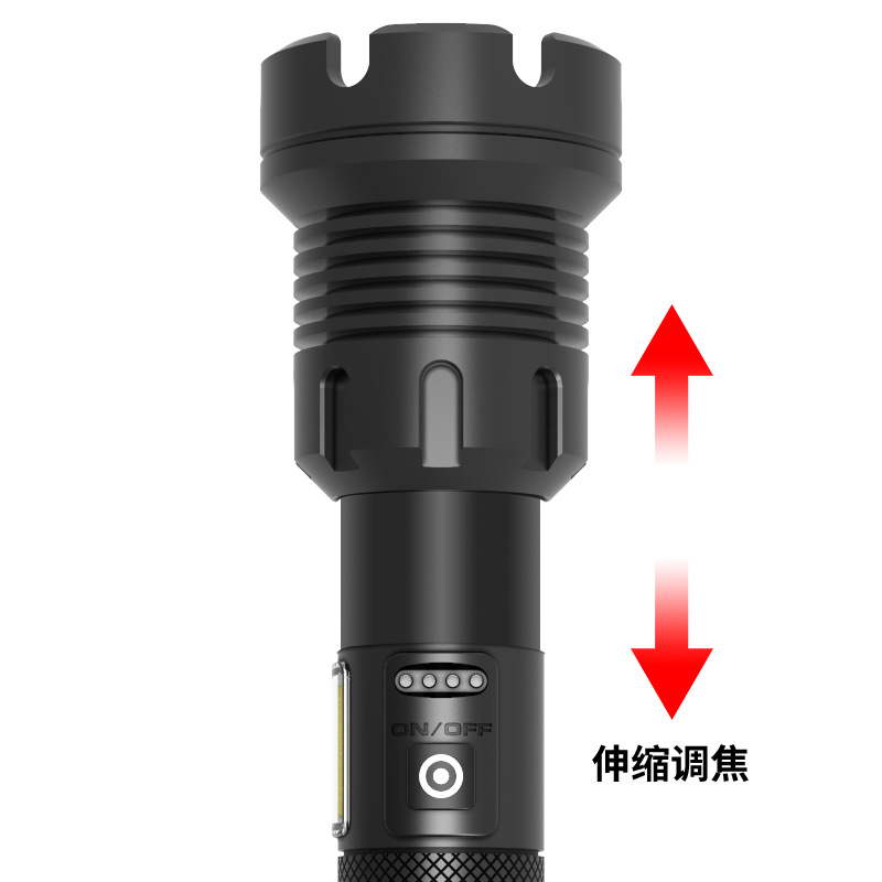 Linterna transfronteriza P90 de luz fuerte, luz multifuncional de advertencia de emergencia de trabajo, zoom telescópico exterior, linterna de luz fuerte