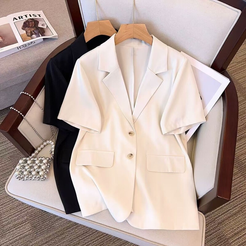High-End Short-Sleeved Suit Jacket 2026 Summer New Style for Plus-Size Women, Loose and Elegant, Niche Thin Outerwear Blazer High-End Short-Sleeved Suit Jacket 2026 Summer New Style for Plus-Size Women, Loose and Elegant, Niche Thin Outerwear Blazer