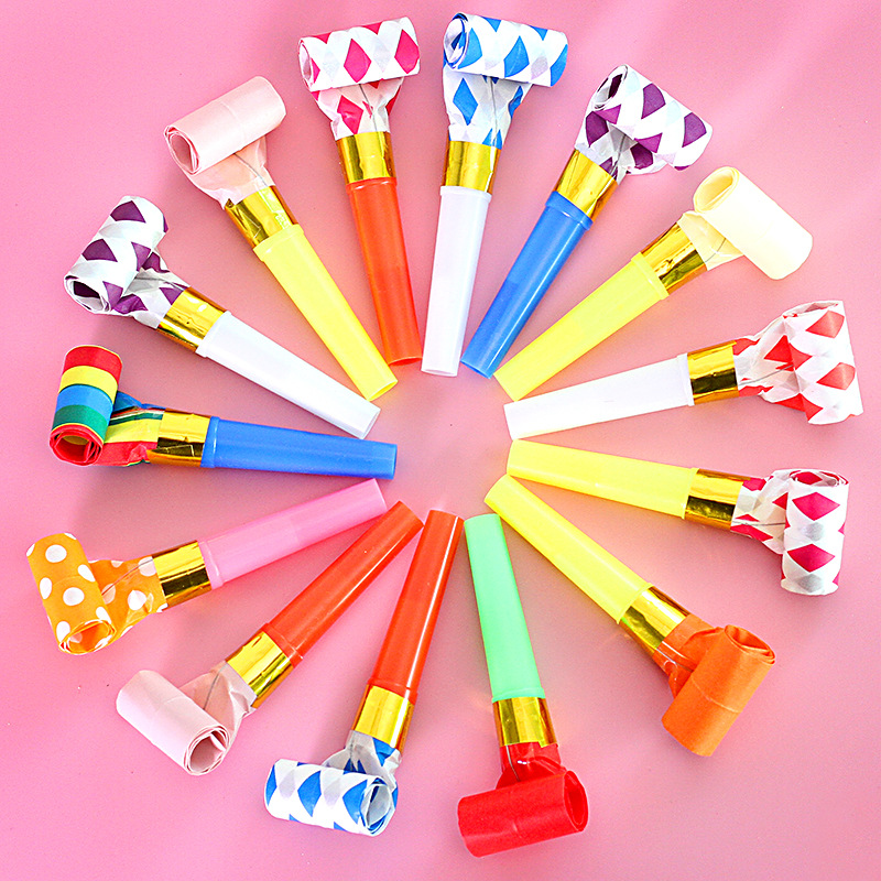 창조적 인 어린이 장난감  생일 파티 트럼펫 귀여운 용 휘파람 텔레스코픽 휘파람 롤