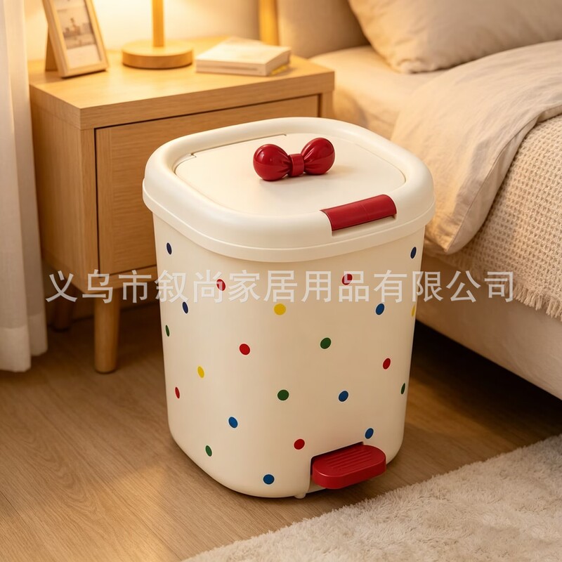 New Style Bow-Knot Trash Can with Foot Pedal and Lid, Storage Bin for Living Room, Kitchen, Bedroom, Office, Student Dormitory, Paper Basket