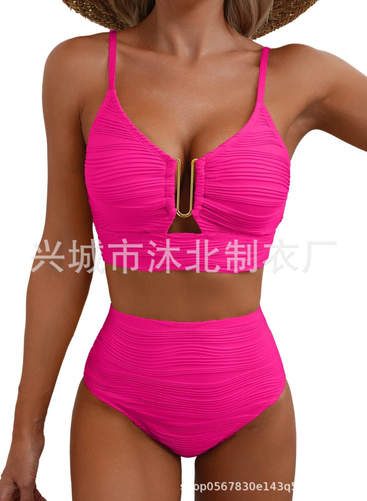 Bikini de Cintura Alta para Mujer de Poliéster para Natación y Fitness