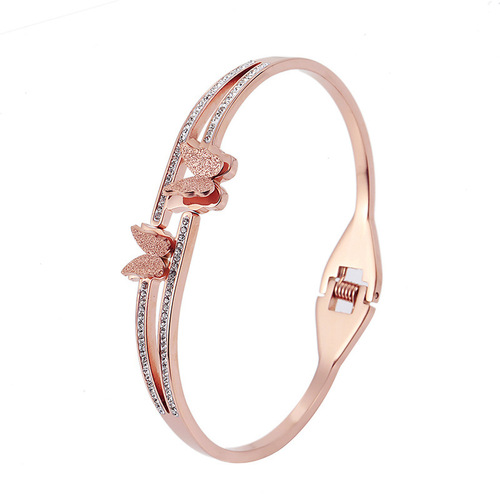 Korean Titanium Steel Butterfly Women's Bracelet Hand Accessory Hollow Ins Trend Bracelet Cool Wind Bracelet Accessory Famous Person Bracelet
