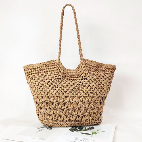  new hollow woven straw bag shopping bag ins holiday beach Japanese and Korean net bag bag fashion simple trend