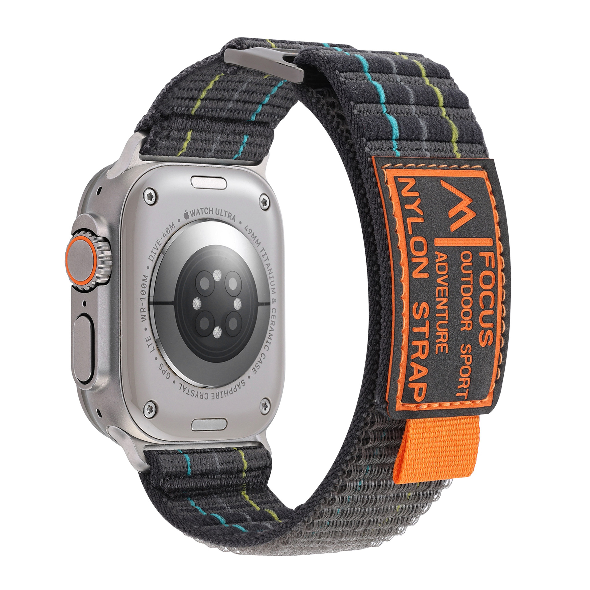 Suitable for apple watch3456789, double-section leather-coated nylon loop strap, Apple 10 strap undefined