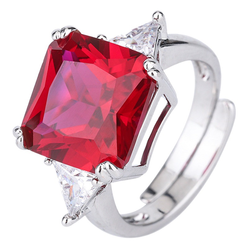Zhuang Sheng joyas fondo de cobre chapado en oro esmeralda artificial red gang Yuhao con incrustaciones cuadrado 12*12 anillo de la vendimia para las mujeres