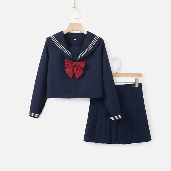 Factory supply cyanotic three jk uniforms orthodox soft sister long sleeve sailor suit Japanese basic academic style suit new