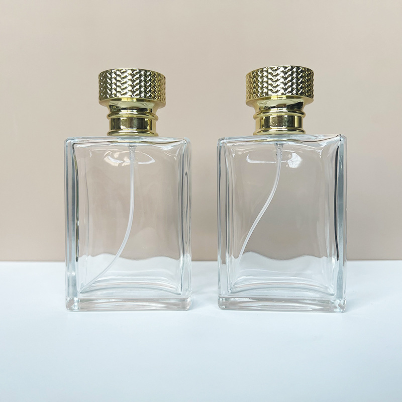 现货 B211-100ml长方形透明玻璃香水瓶化妆品分装瓶/按压喷雾空瓶