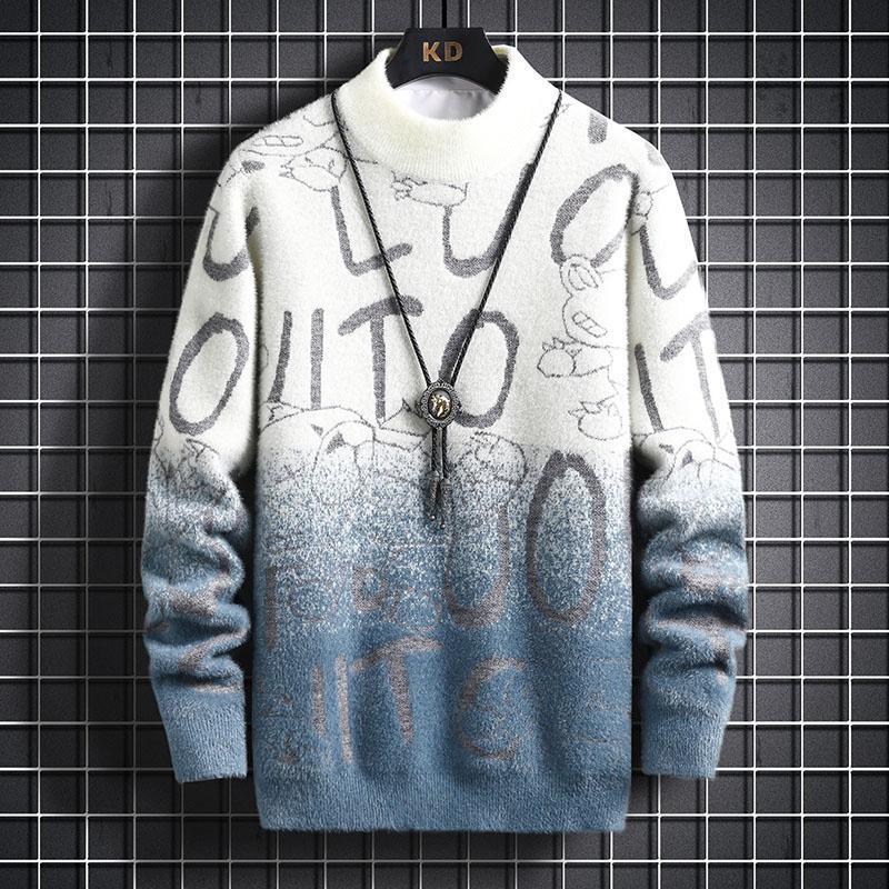 Demi-season trend knitted woolen sweater with a round collar for…