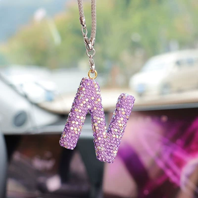 Car hanging: rearview mirror pendant pendant - n-letter-car-pendant-lotus-purple