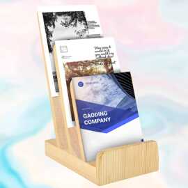 实木置物架多格杂志收纳架多格桌面杂志海报展示架可定logo置物架