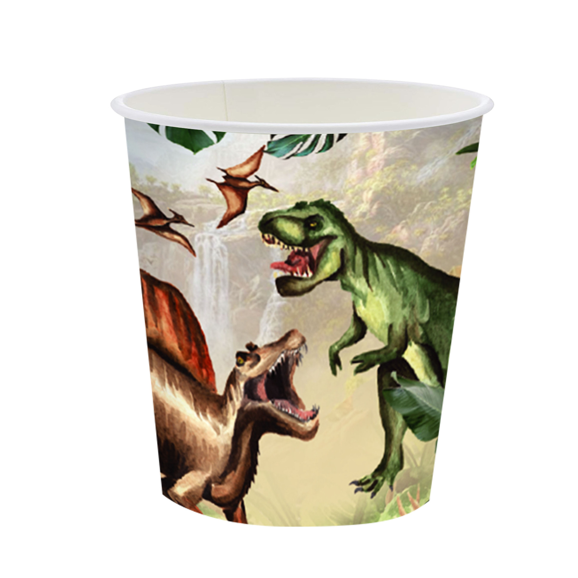 Platos de papel transfronterizos Dinosaurios Tema jurásico Suministros de fiesta de cumpleaños Platos de papel Taza de papel Juego de vajilla desechable